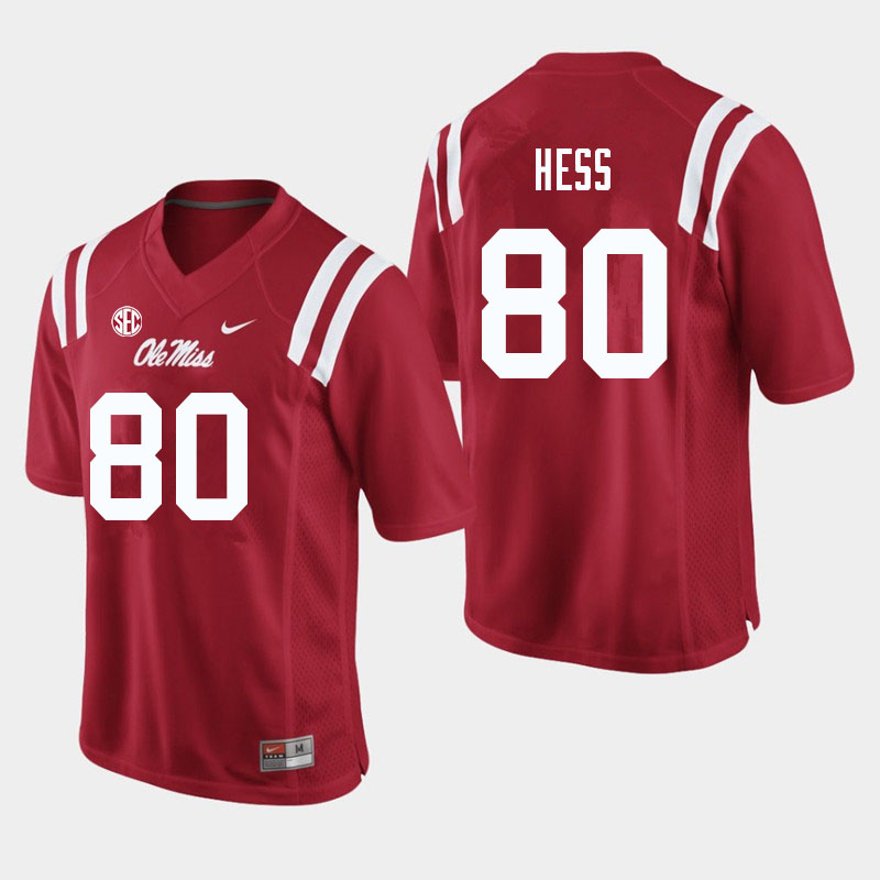 Jonathan Hess Ole Miss Rebels NCAA Men's Red #80 Stitched Limited College Football Jersey WVT7058HS